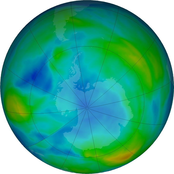 Antarctic ozone map for 11 July 2022